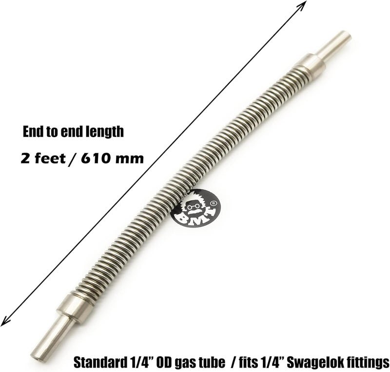 BROWNIAN MOTION TECHNOLOGY 1/4" OD Tube Small Size Bellow Hose fit swagelok Compression Fittings (tube ending = 1/4", end to end length = 2 feet / 2ft or 610mm) - Image 4